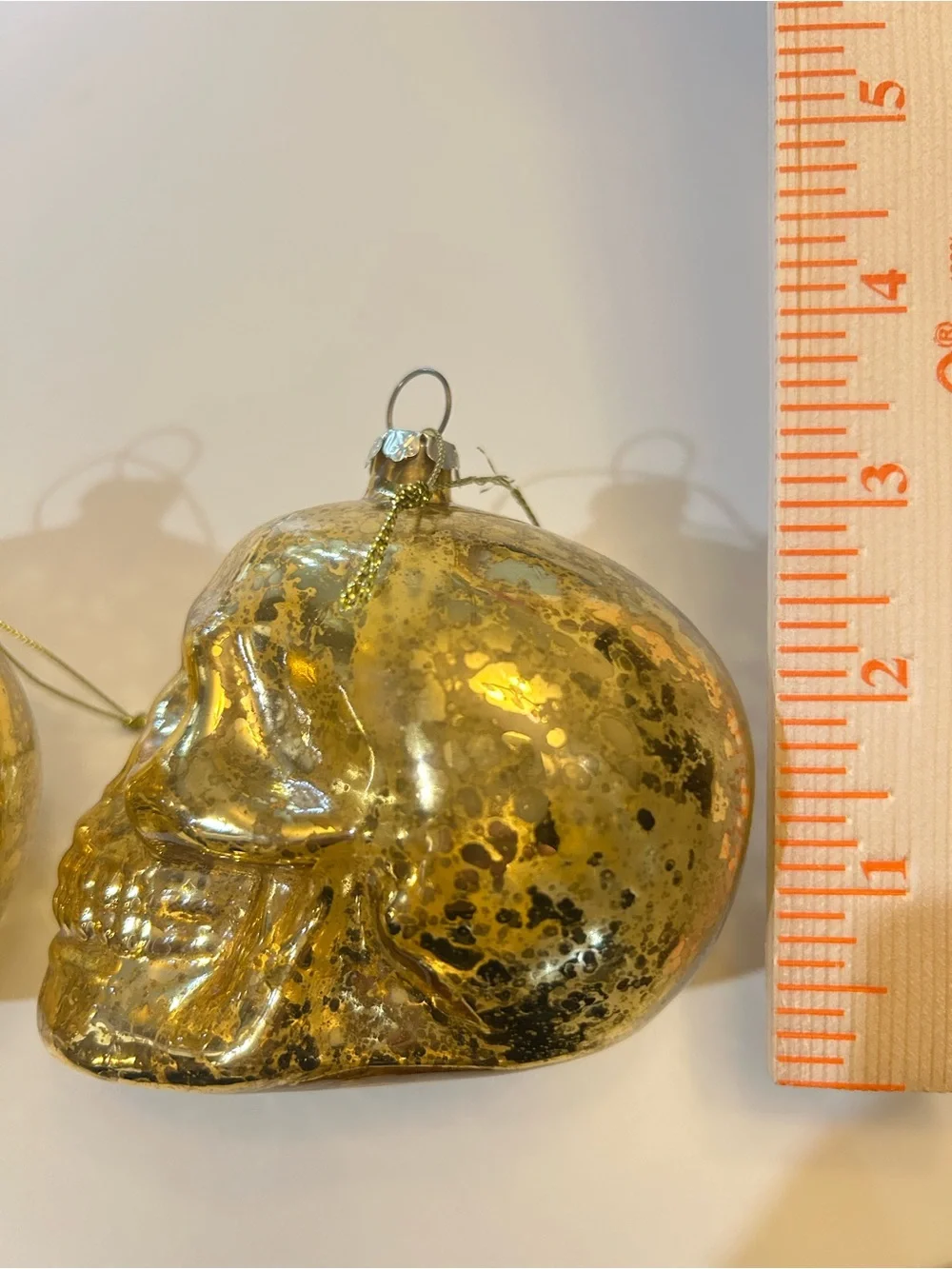 Gold Faux Mercury Glass Skull Ornaments Skeleton Christmas